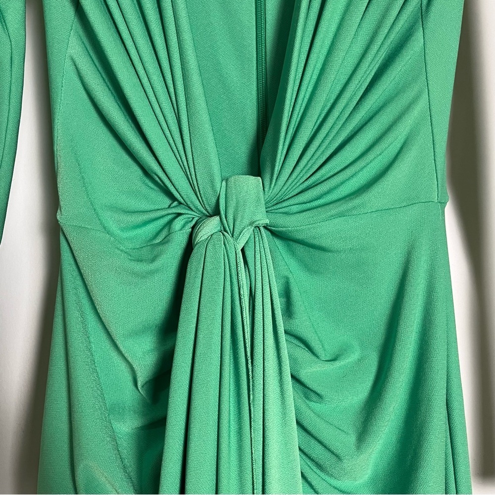 Solace London Lorena Dress Green Plunge Neck Midi Long Sleeve Draped Bodycon XS - Picture 10 of 14